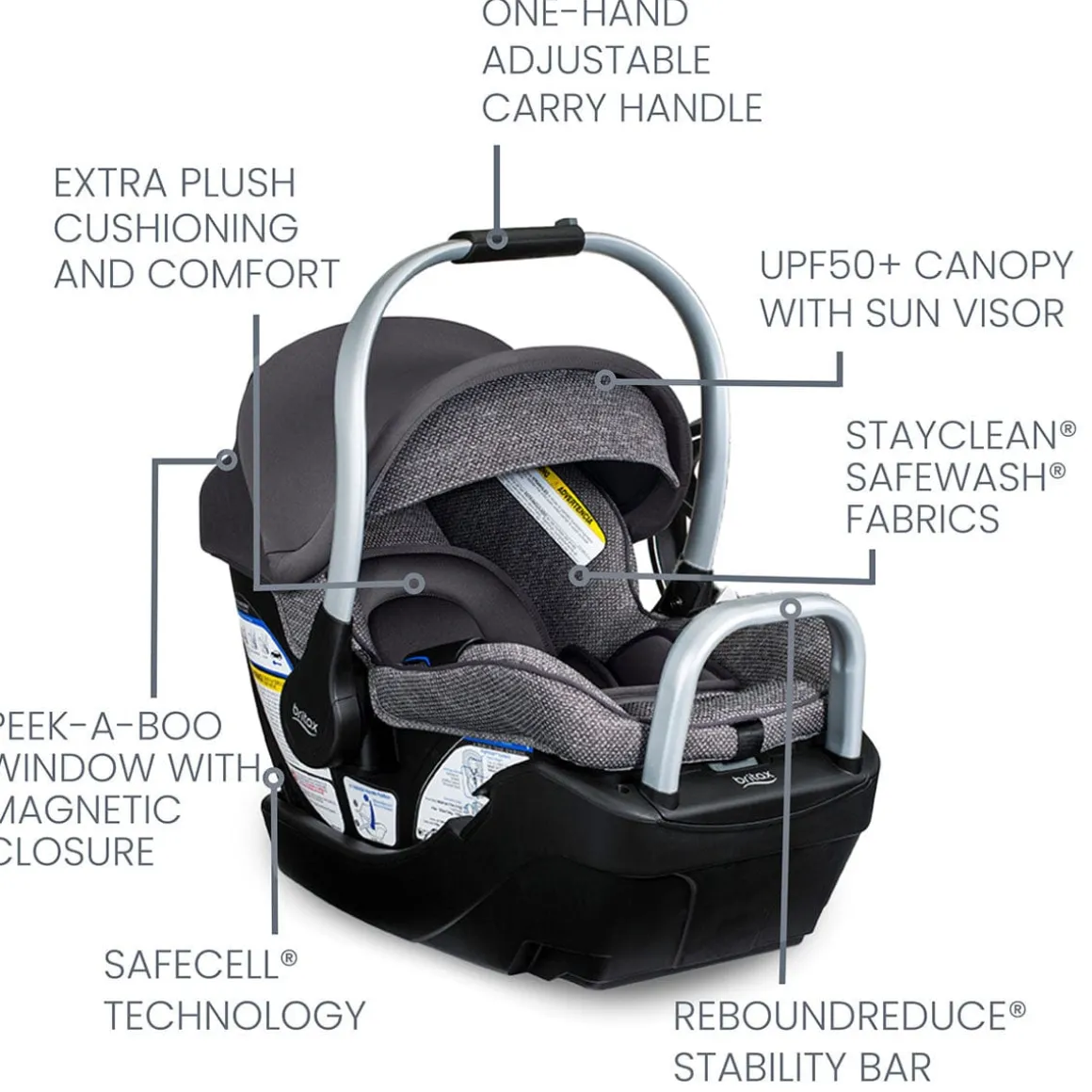 Britax Willow SC Infant Car Seat with Alpine Base - Pindot Stone