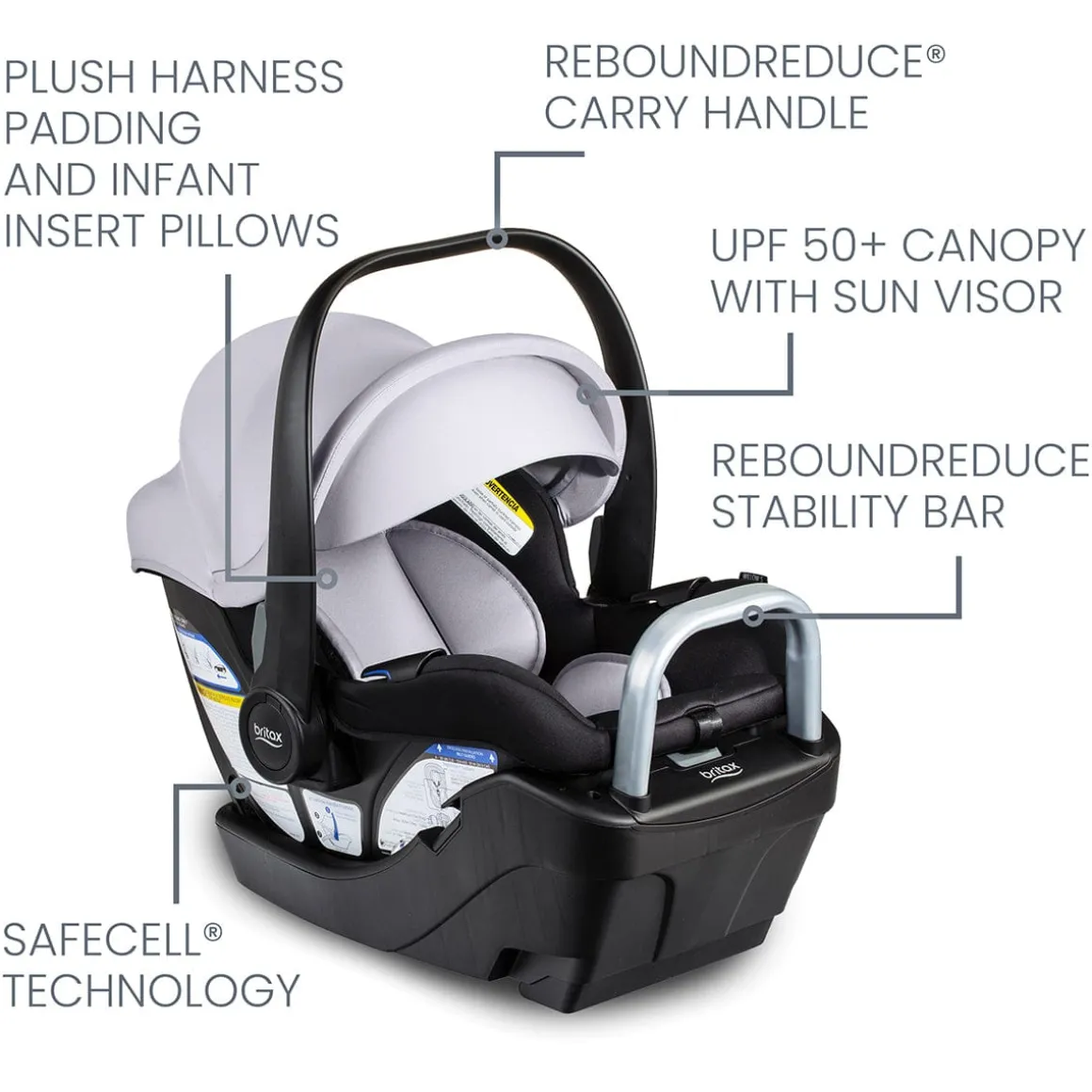 Britax Willow S Infant Car Seat with Alpine Anti-Rebound Base - Glacier Onyx