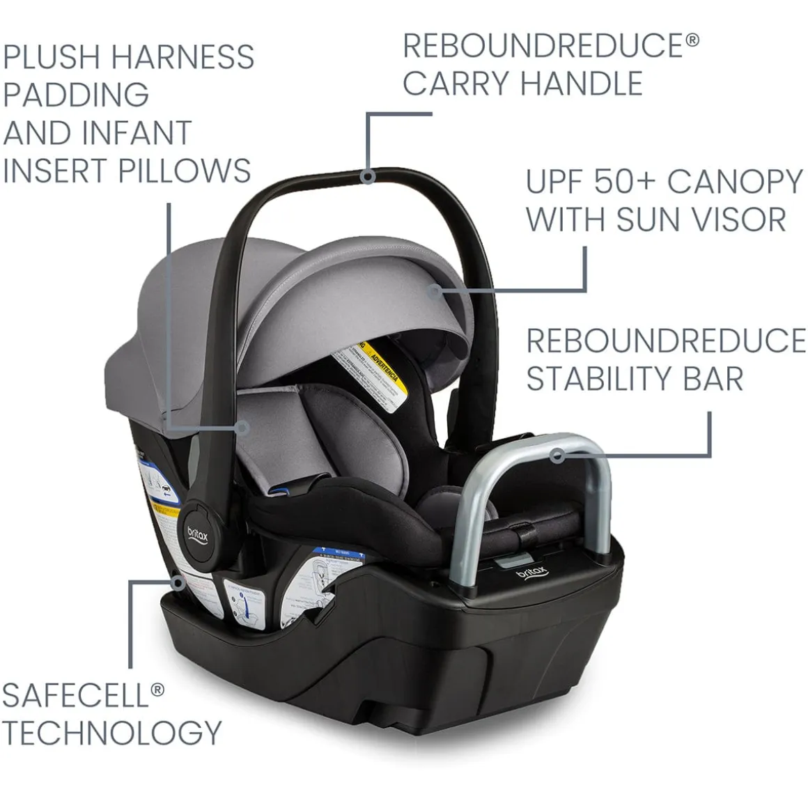 Britax Willow S Infant Car Seat with Alpine Anti-Rebound Base - Graphite Onyx