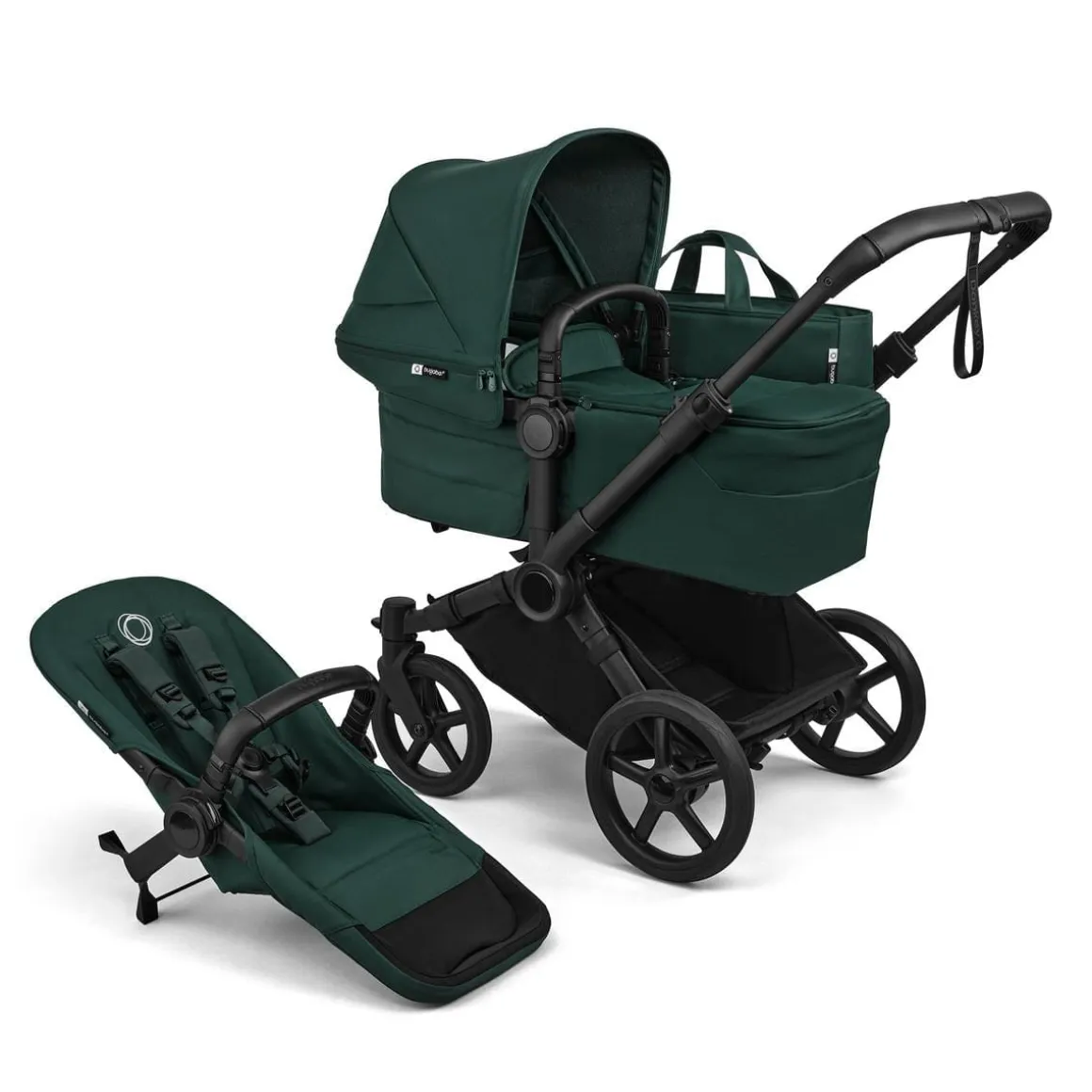 Bugaboo Donkey 6 Complete Single-to-Double Stroller - Black / Fern Green / Fern Green