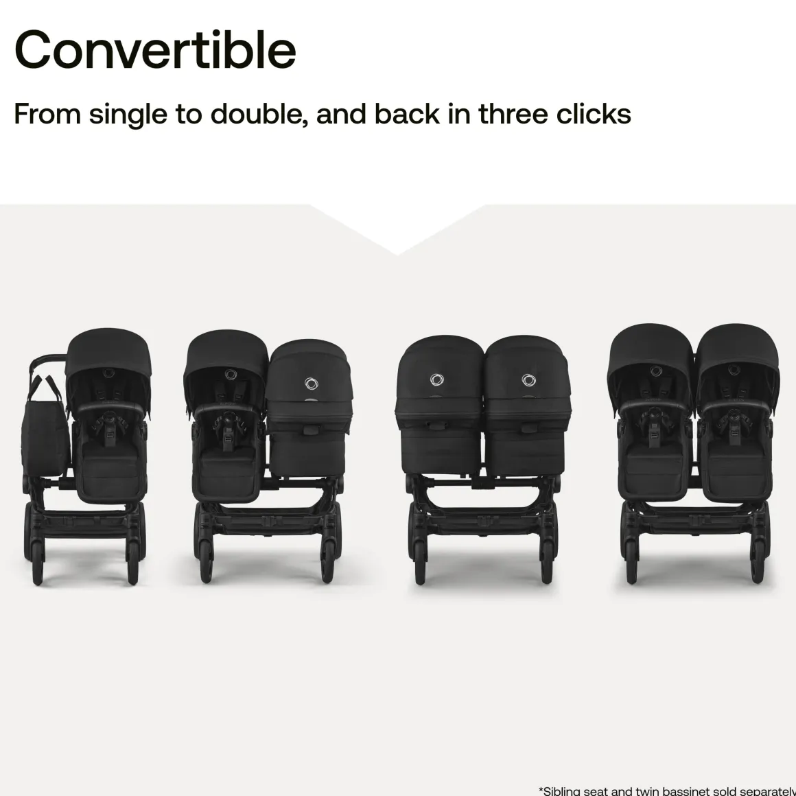 Bugaboo Donkey 6 Complete Single-to-Double Stroller - Black / Fern Green / Fern Green