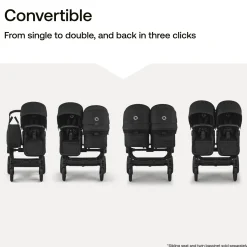 Bugaboo Donkey 6 Complete Single-to-Double Stroller - Black / Heritage Black / Misty White