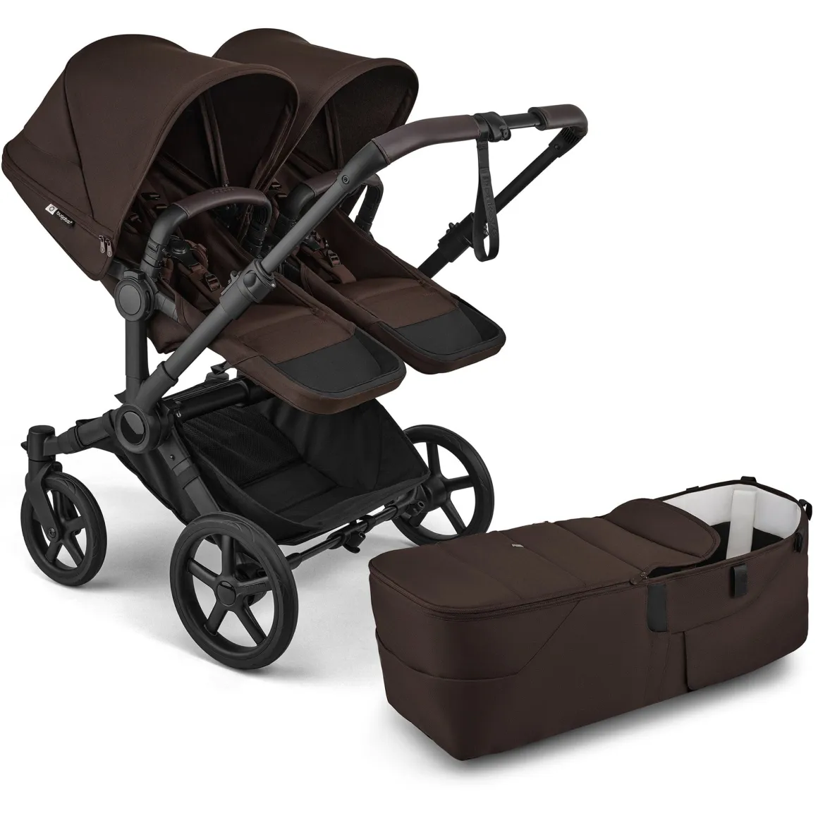 Bugaboo Donkey 6 Duo Complete Stroller Bundle - Black / Cocoa Brown / Cocoa Brown