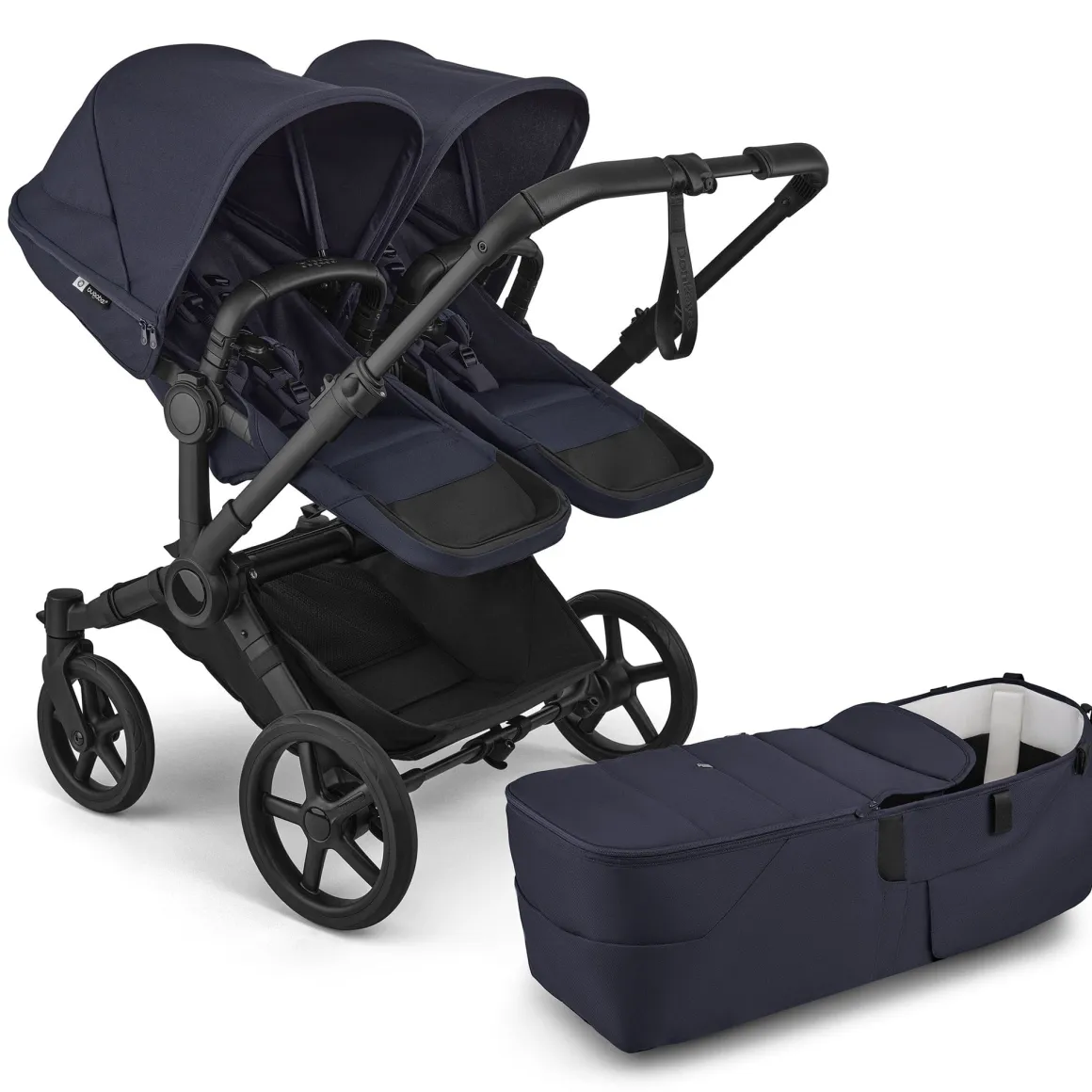Bugaboo Donkey 6 Duo Complete Stroller Bundle - Black / Deep Indigo / Deep Indigo