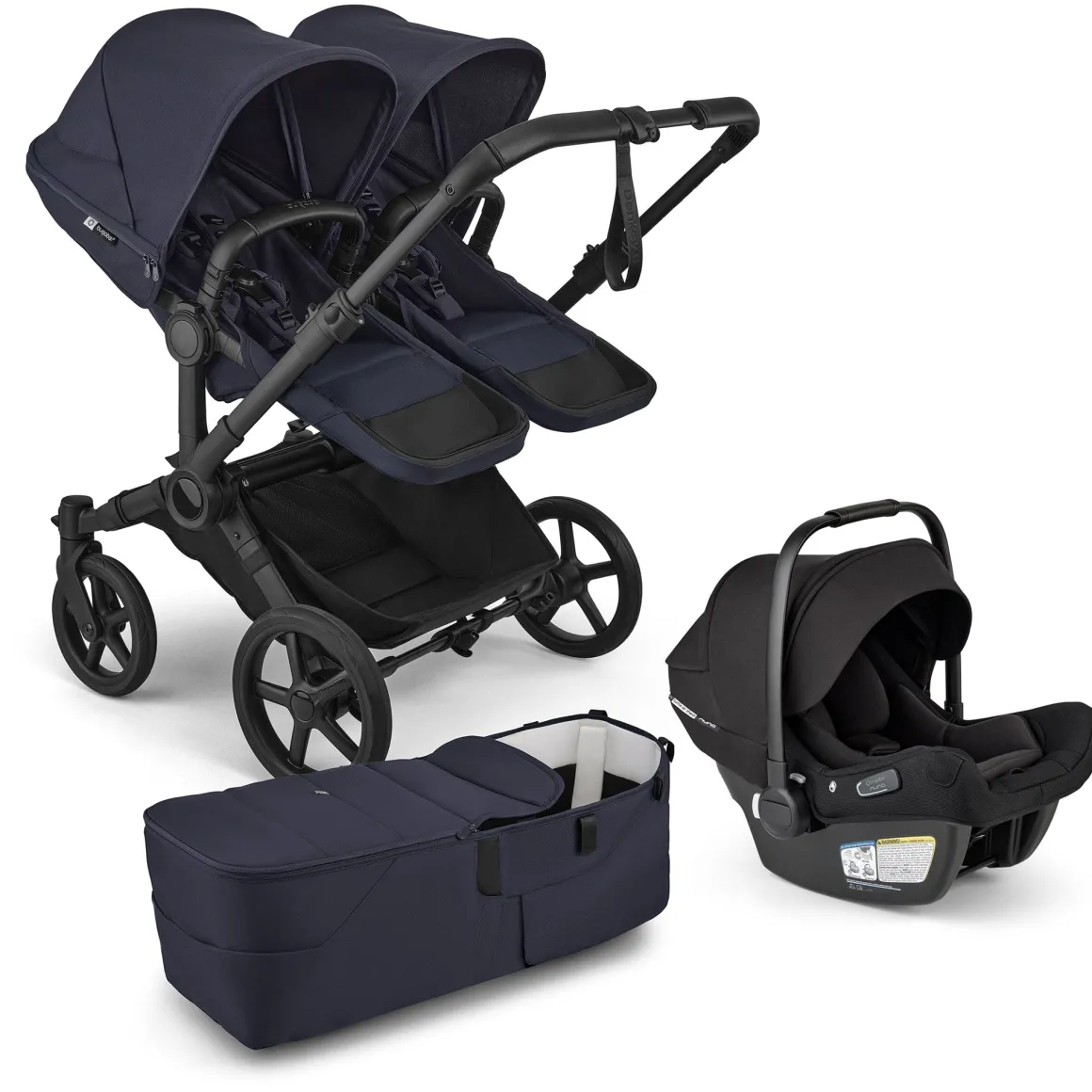 Bugaboo Donkey 6 Duo + Turtle Air Shield Travel System Bundle - Black / Deep Indigo / Deep Indigo
