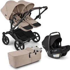 Bugaboo Donkey 6 Duo + Turtle Air Shield Travel System Bundle - Black / Desert Taupe Melange / Desert Taupe Melange