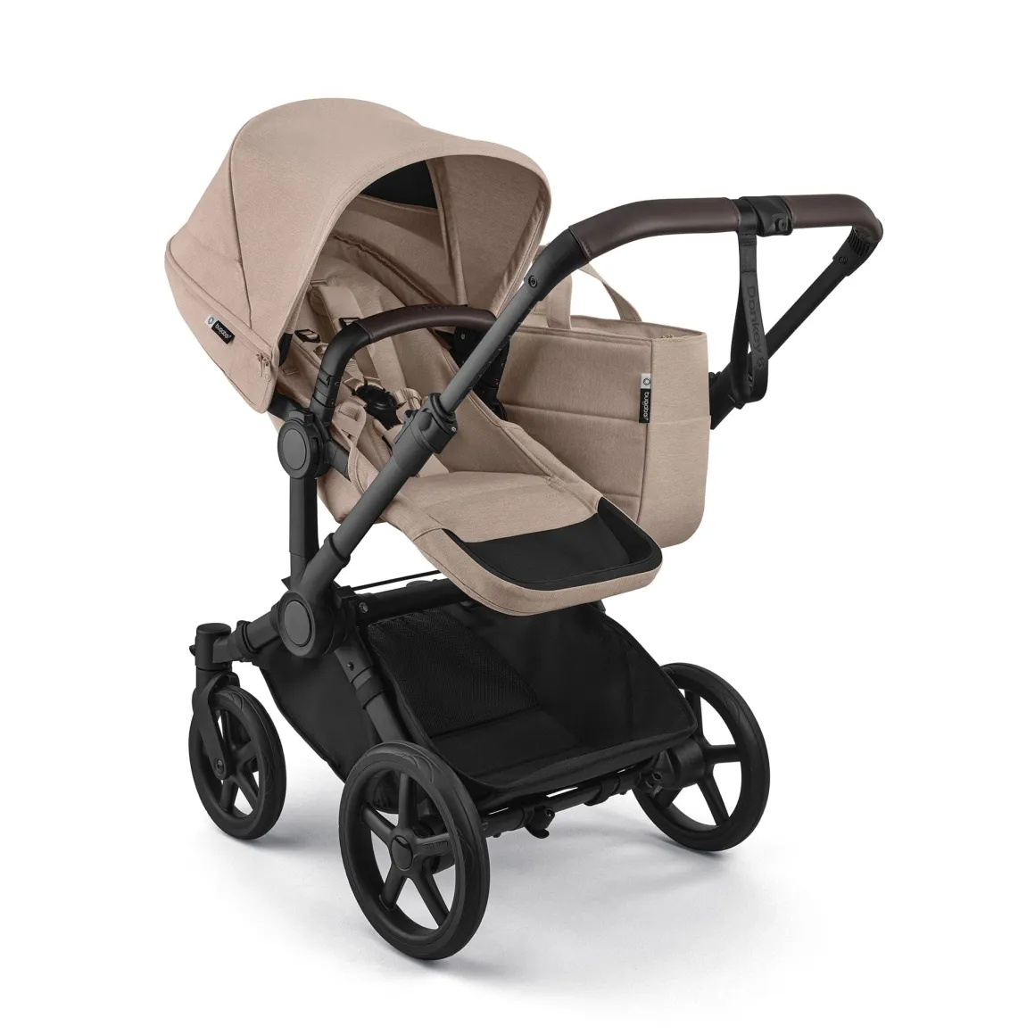 Bugaboo Donkey 6 Duo + Turtle Air Shield Travel System Bundle - Black / Desert Taupe Melange / Desert Taupe Melange
