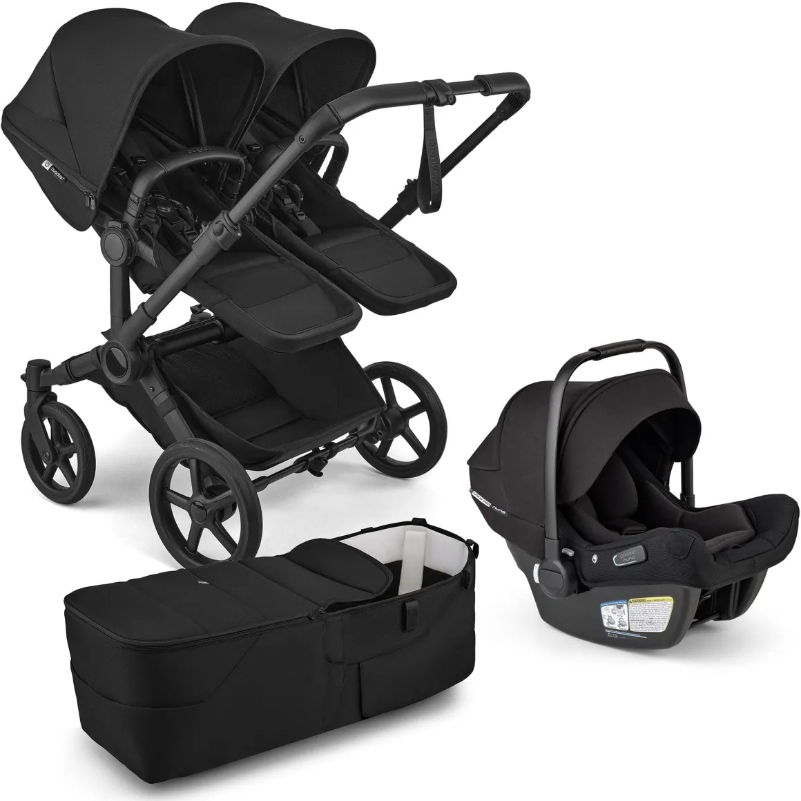 Bugaboo Donkey 6 Duo + Turtle Air Shield Travel System Bundle - Black / Heritage Black / Heritage Black