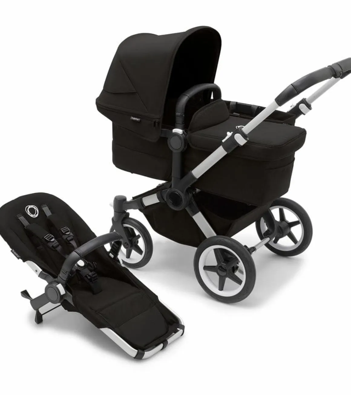 Bugaboo Donkey 5 Mono Complete Single-to-Double Stroller - Aluminum / Midnight Black / Midnight Black