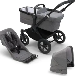 Bugaboo Donkey 5 Mono Complete Single-to-Double Stroller - Black / Grey Melange / Grey Melange