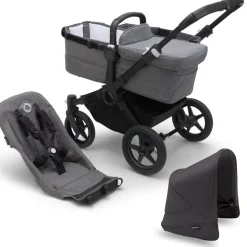Bugaboo Donkey 5 Mono Complete Single-to-Double Stroller - Black / Grey Melange / Midnight Black