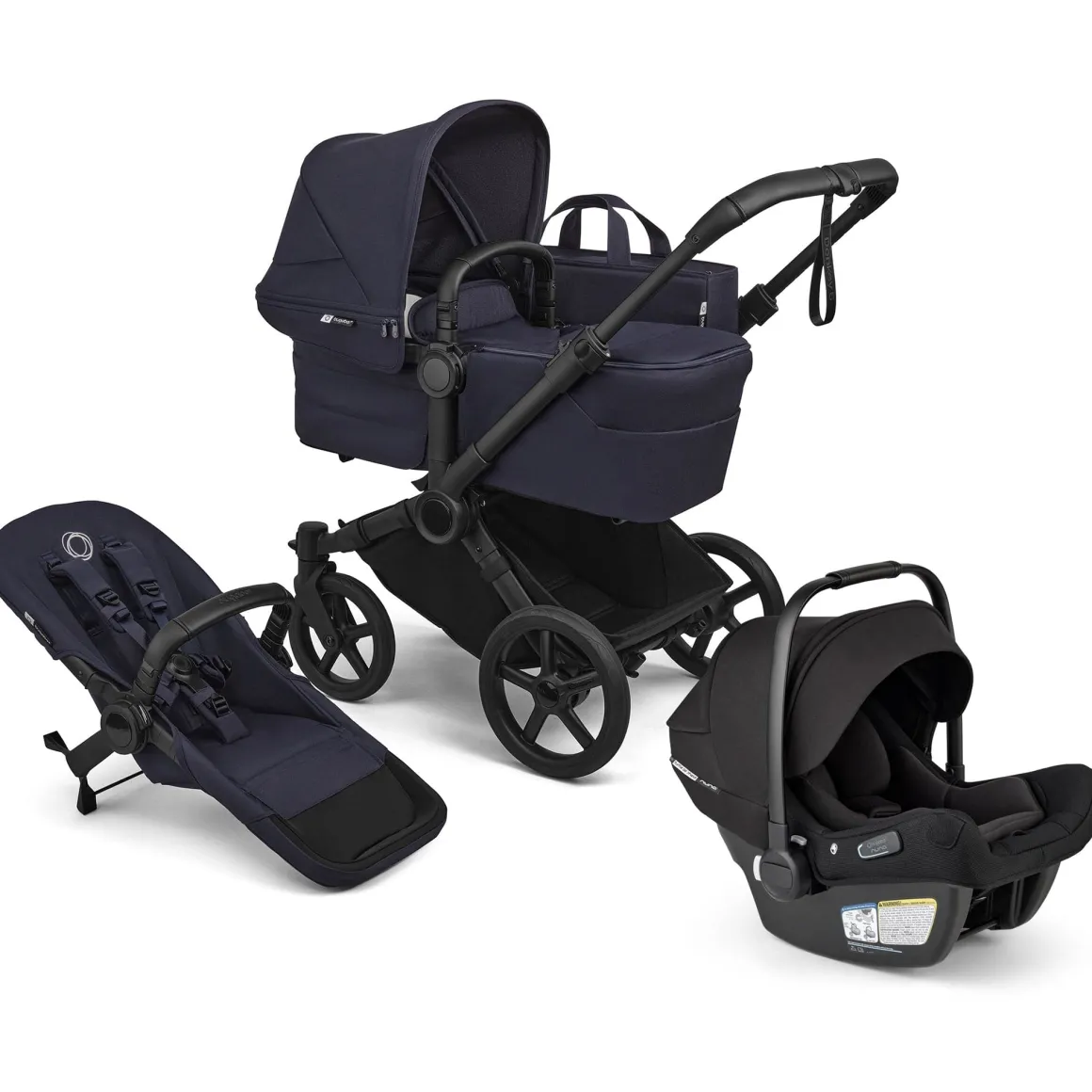 Bugaboo Donkey 6 Mono + Turtle Air Shield Travel System Bundle - Black / Deep Indigo / Deep Indigo