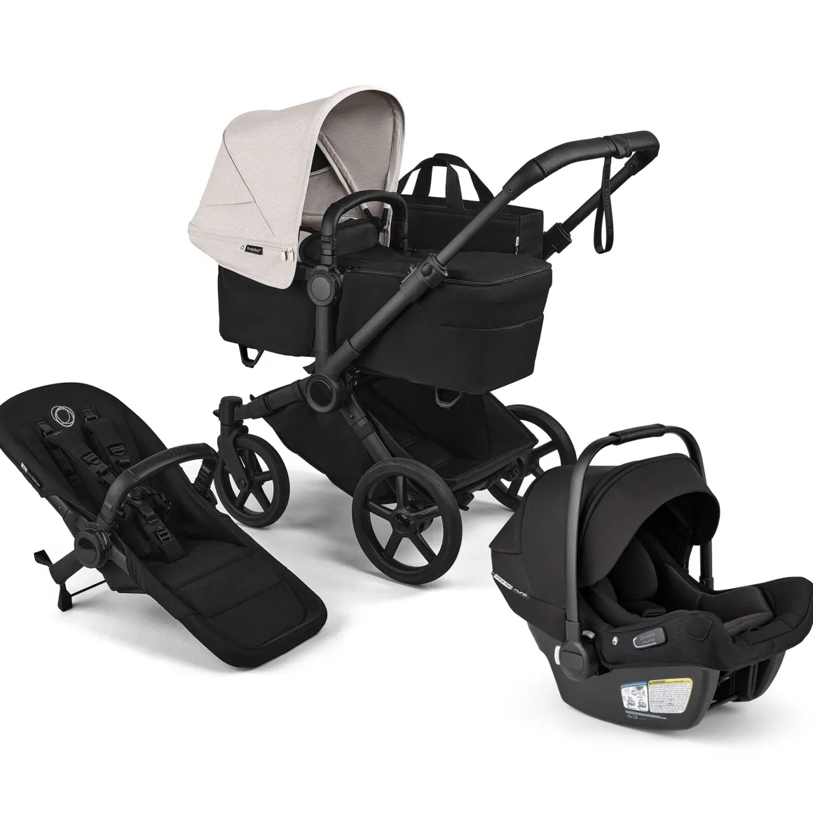 Bugaboo Donkey 6 Mono + Turtle Air Shield Travel System Bundle - Black / Heritage Black / Misty White