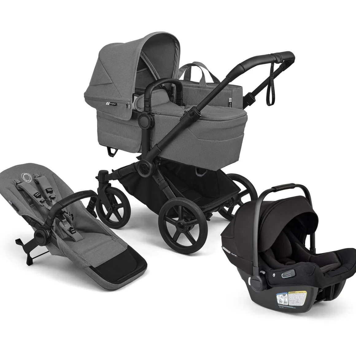Bugaboo Donkey 6 Mono + Turtle Air Shield Travel System Bundle - Black / Moon Grey / Moon Grey