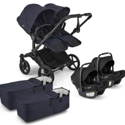 Bugaboo Donkey 6 + Turtle Air Shield Twin Travel System Bundle - Black / Deep Indigo / Deep Indigo