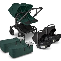 Bugaboo Donkey 6 + Turtle Air Shield Twin Travel System Bundle - Black / Fern Green / Fern Green