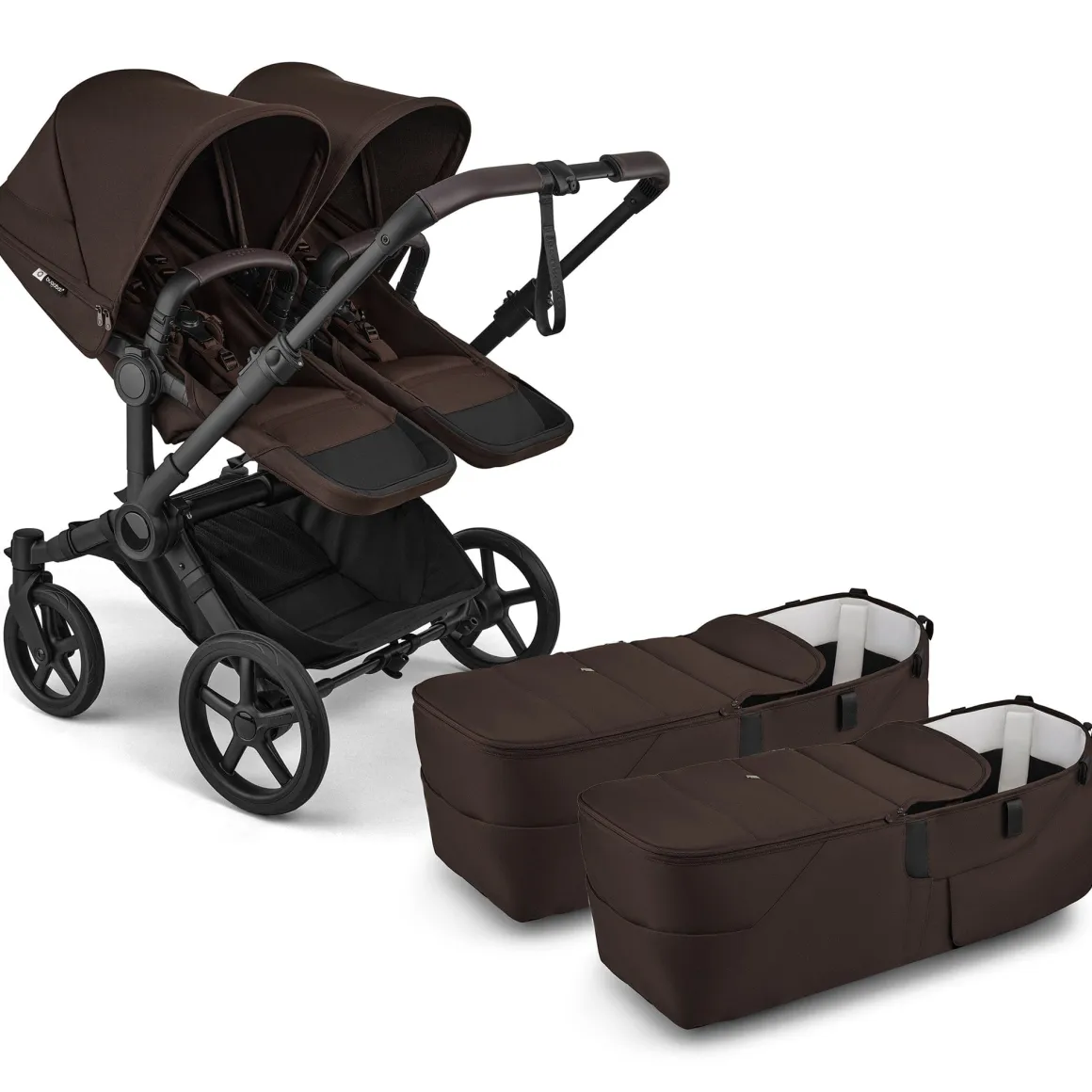 Bugaboo Donkey 6 Twin Complete Stroller Bundle - Black / Cocoa Brown / Cocoa Brown