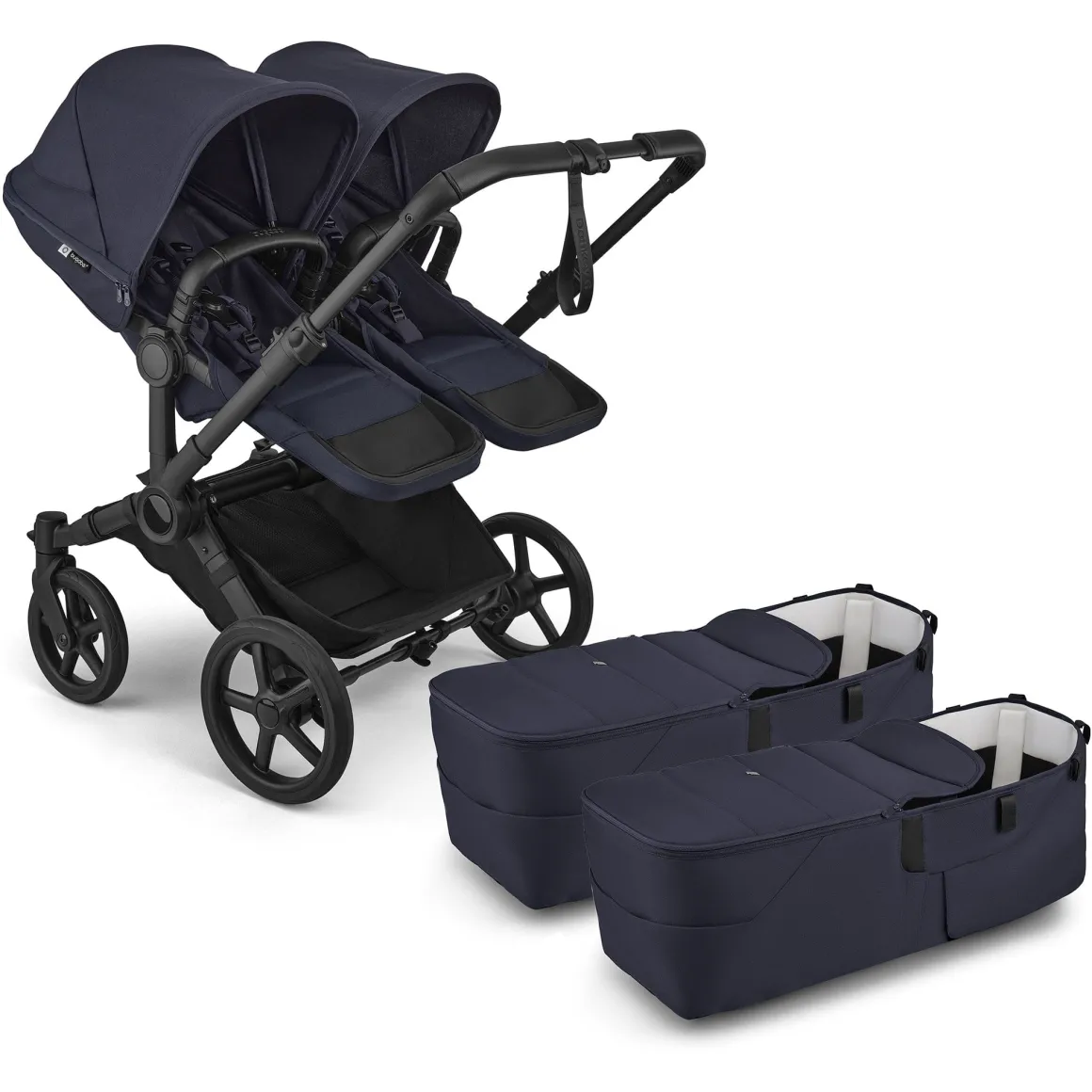 Bugaboo Donkey 6 Twin Complete Stroller Bundle - Black / Deep Indigo / Deep Indigo
