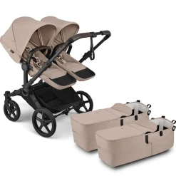 Bugaboo Donkey 6 Twin Complete Stroller Bundle - Black / Desert Taupe Melange / Desert Taupe Melange