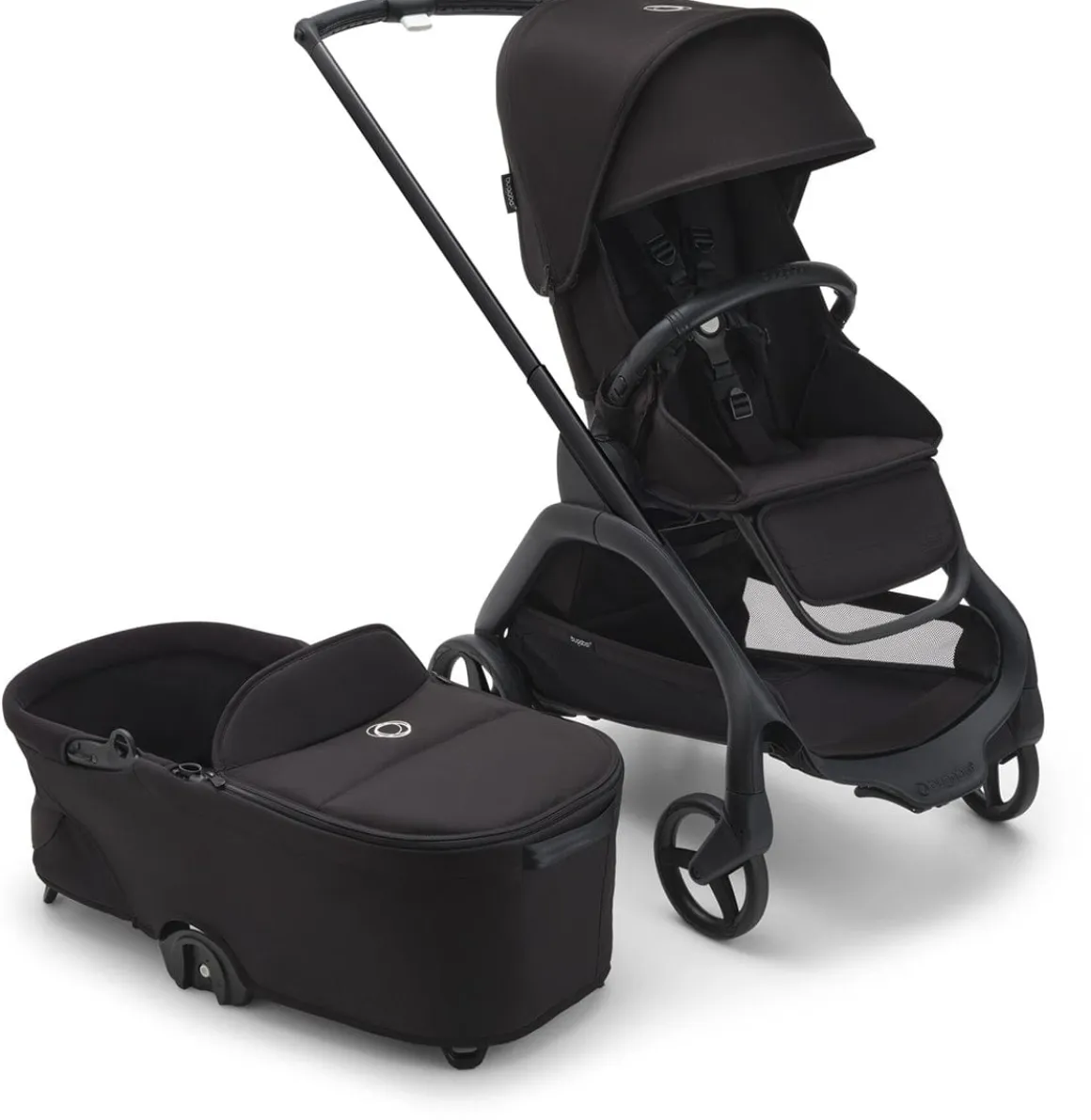 Bugaboo Dragonfly Complete Lightweight Compact Stroller + Bassinet - Black / Midnight Black / Midnight Black