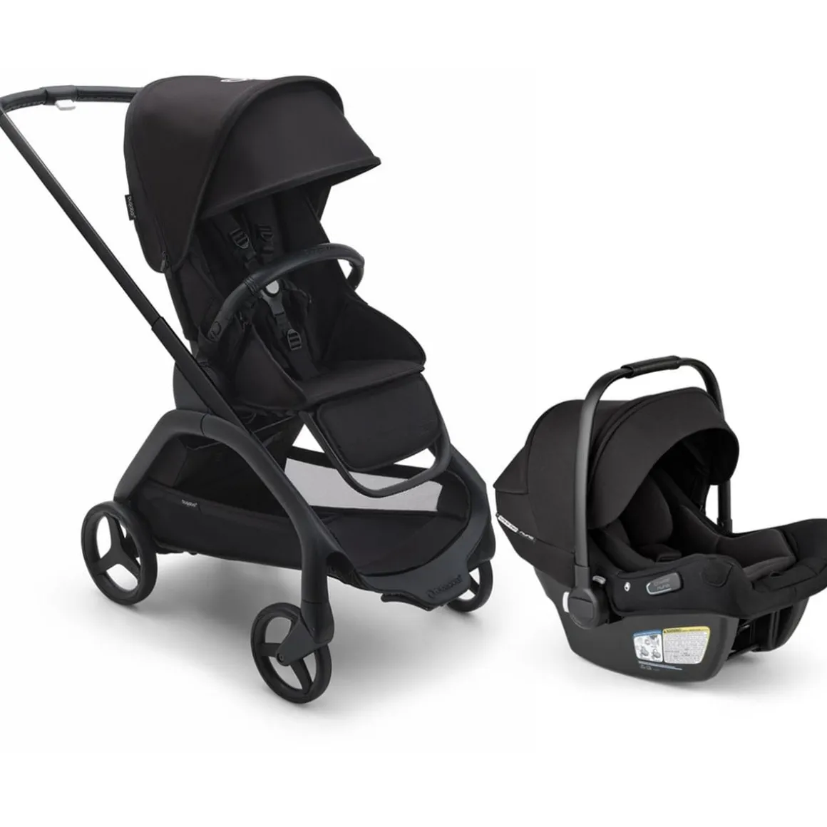 Bugaboo Dragonfly Stroller + Turtle Air Shield Travel System Bundle - Black / Midnight Black / Midnight Black / Black