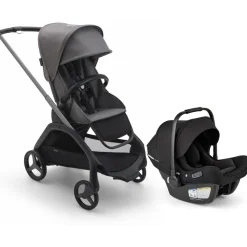Bugaboo Dragonfly Stroller + Turtle Air Shield Travel System Bundle - Graphite / Grey Melange / Grey Melange / Black