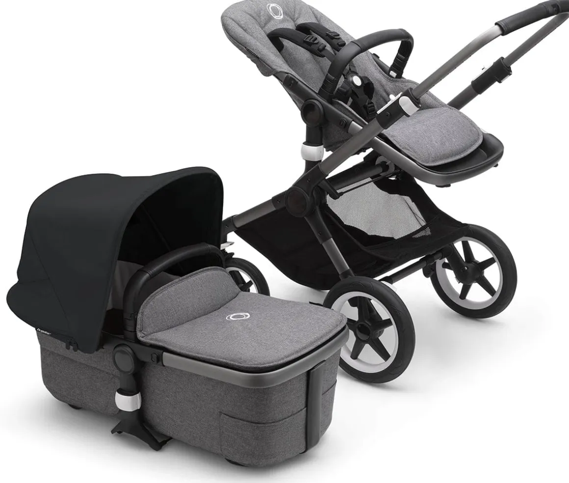Bugaboo Fox3 Complete Stroller Bundle - Graphite / Grey Melange / Midnight Black