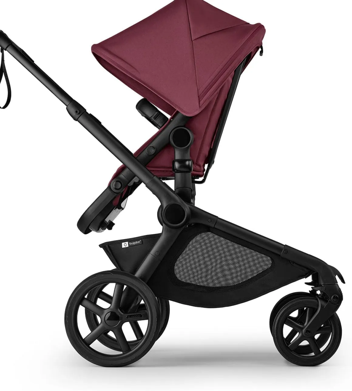 Bugaboo Kangaroo Complete Single-to-Double Stroller + Bassinet (One Box) - Black / Dark Cherry / Dark Cherry
