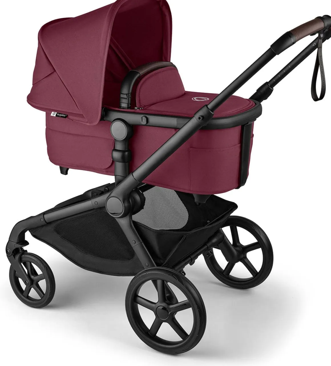 Bugaboo Kangaroo Complete Single-to-Double Stroller + Bassinet (One Box) - Black / Dark Cherry / Dark Cherry