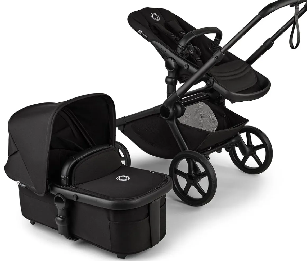 Bugaboo Kangaroo Complete Stroller + Bassinet Bundle - Black / Midnight Black / Midnight Black