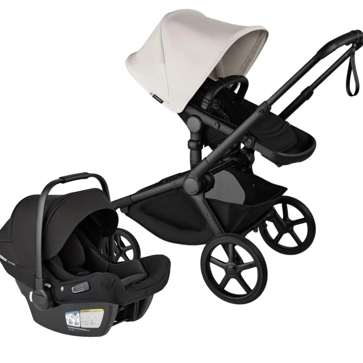 Bugaboo Kangaroo Complete Stroller + Turtle Air Shield By Nuna Travel System Bundle - Black / Midnight Black / Misty White / Black