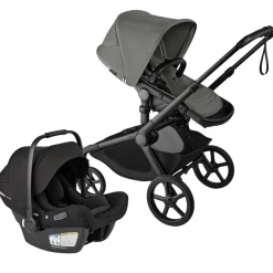 Bugaboo Kangaroo Complete Stroller + Turtle Air Shield By Nuna Travel System Bundle - Black / Moon Grey / Moon Grey / Black