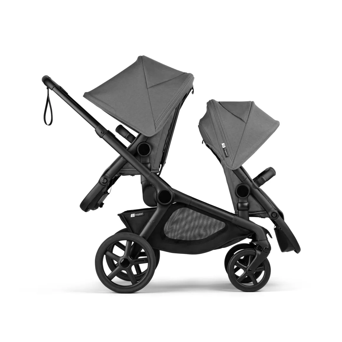 Bugaboo Kangaroo Double Seat Stroller - Black / Moon Grey / Moon Grey