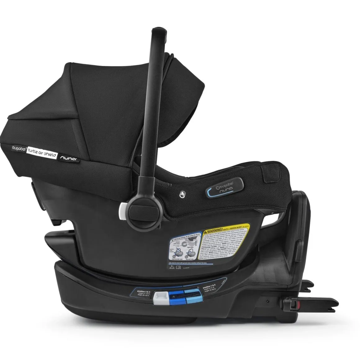 Bugaboo Kangaroo Double Stroller + Turtle Air Shield By Nuna Travel System Bundle - Black / Moon Grey / Moon Grey