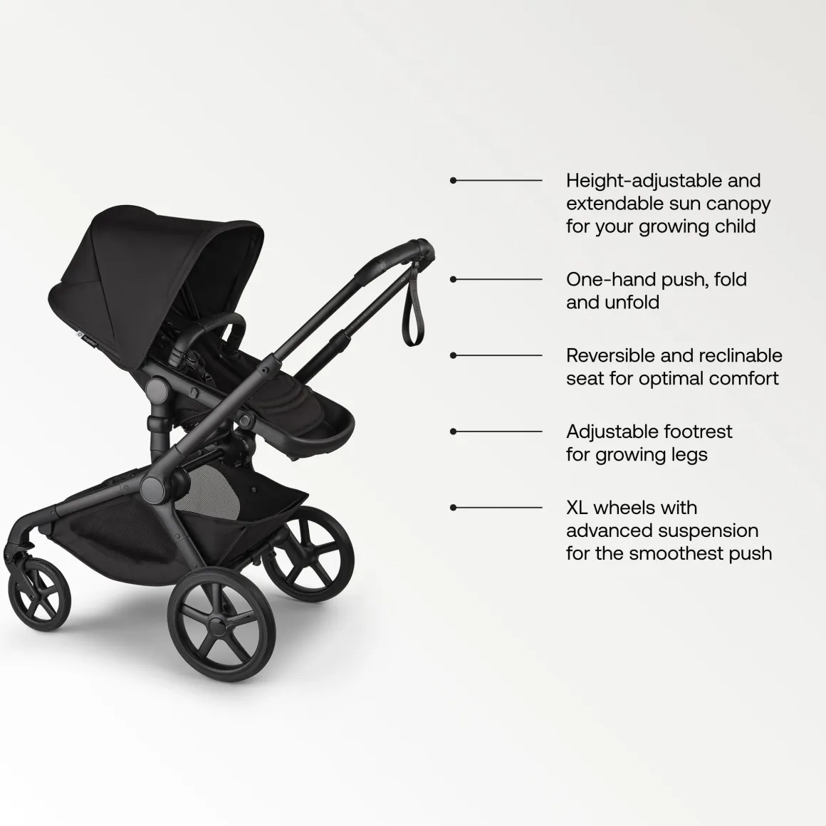 Bugaboo Kangaroo Seat Complete Stroller - Black / Midnight Black / Midnight Black