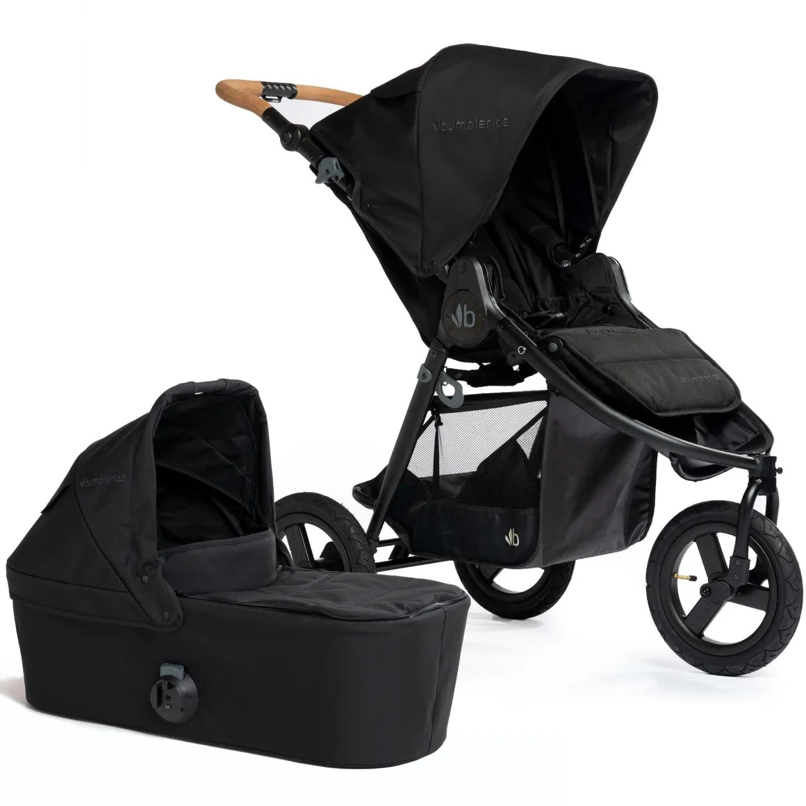 Bumbleride Indie Single Stroller + Bassinet Bundle - Black / Black