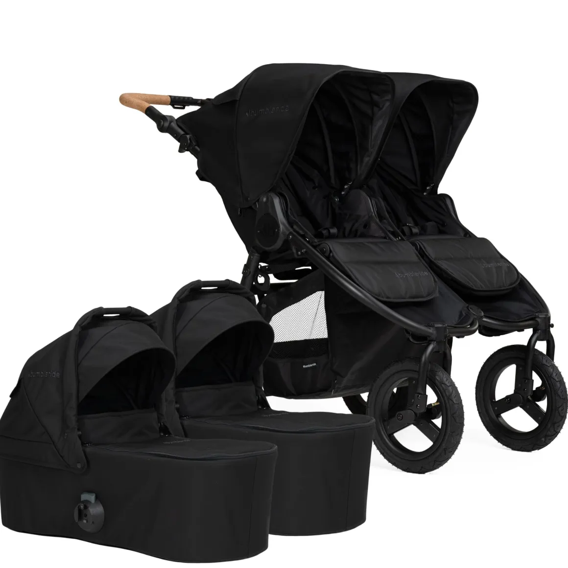 Bumbleride Indie Twin Stroller + Two Bassinet Bundle - Black