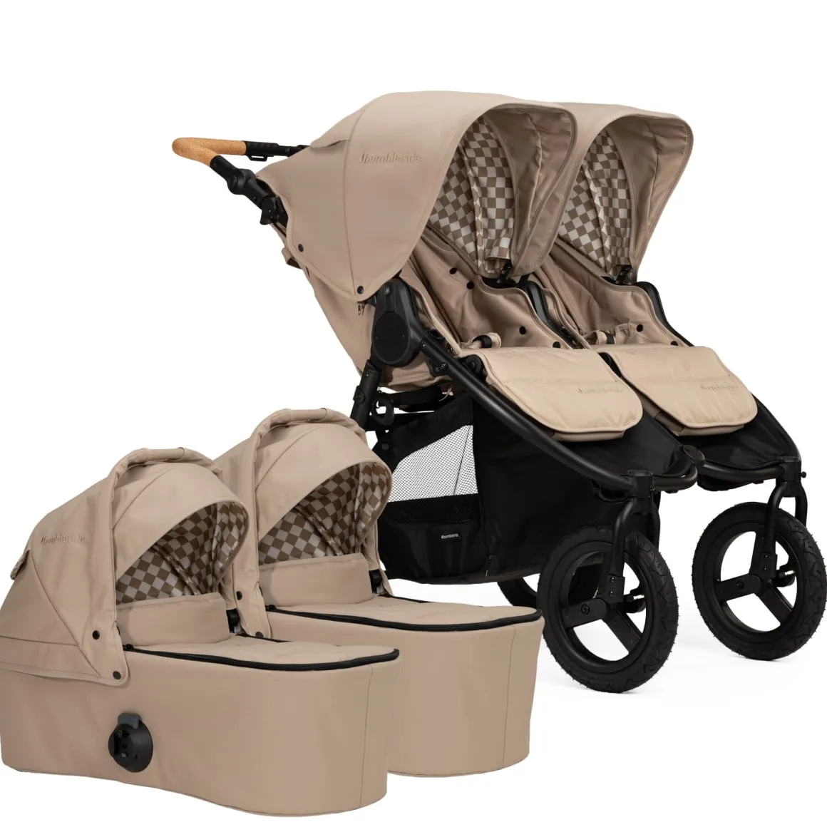Bumbleride Indie Twin Stroller + Two Bassinet Bundle - Sand