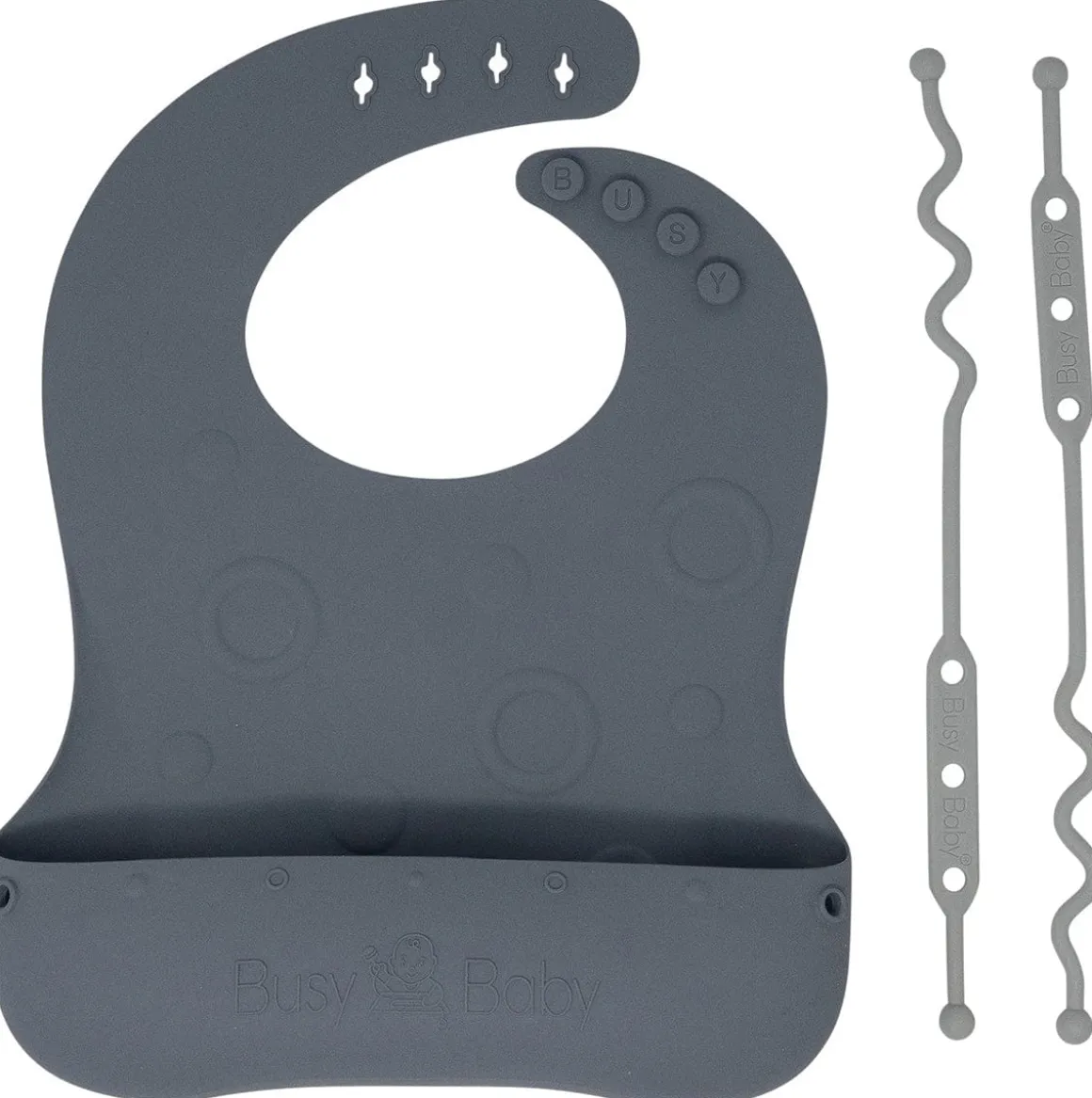 Busy Baby Bungee Bib - Pewter