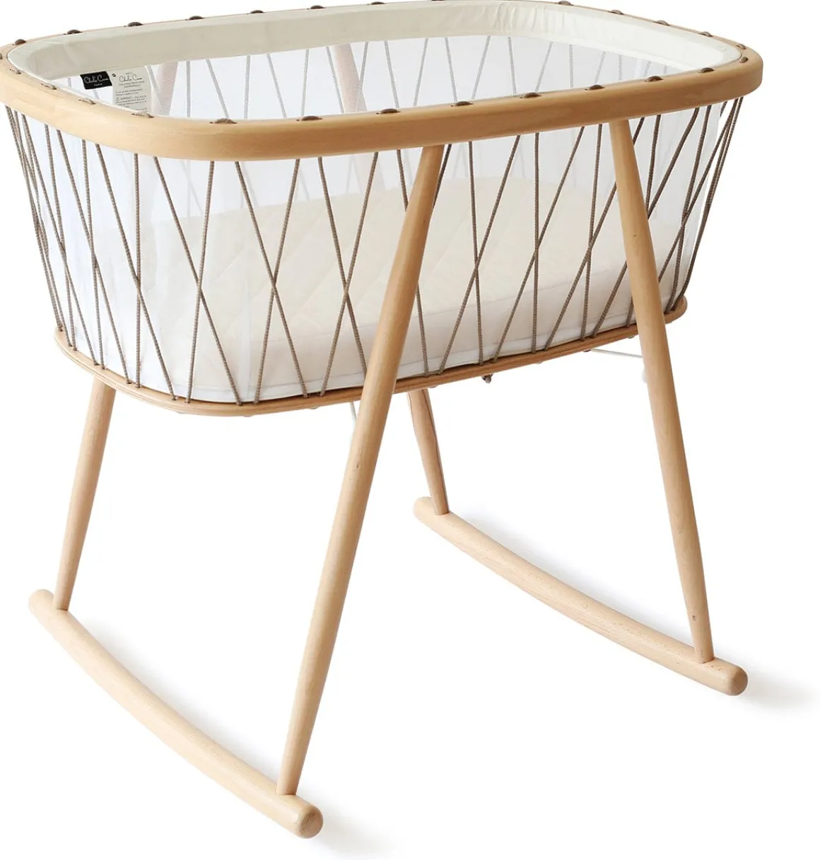 Charlie Crane KUMI Mesh Crib with Organic Mattress - Hazelnut