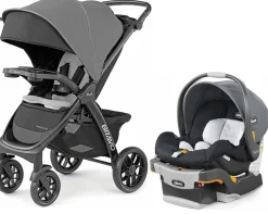 Chicco Bravo LE ClearTex Quick-Fold Stroller + KeyFit 30 ClearTex Travel System Bundle - Pewter