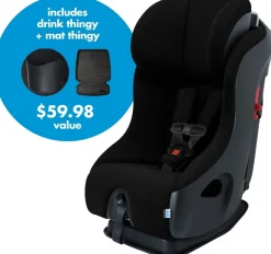 Clek Fllo Convertible Car Seat + Drink & Mat Thingy Bundle - Carbon (Jersey Knit)