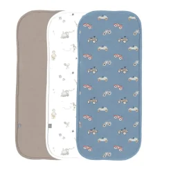 Coccoli Modal Burp Cloth 3 Pack - Cars on Steel Blue - One Size