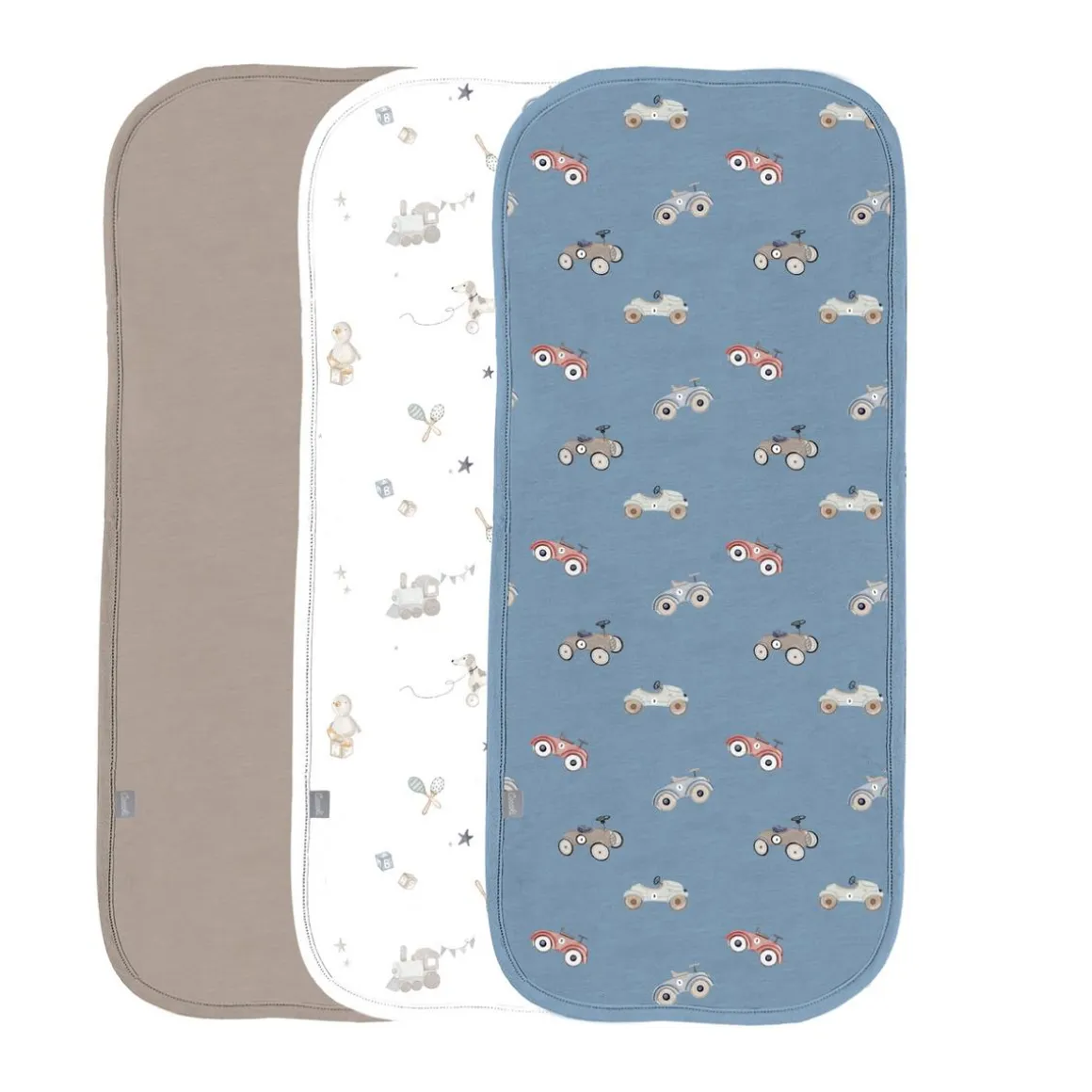 Coccoli Modal Burp Cloth 3 Pack - Cars on Steel Blue - One Size