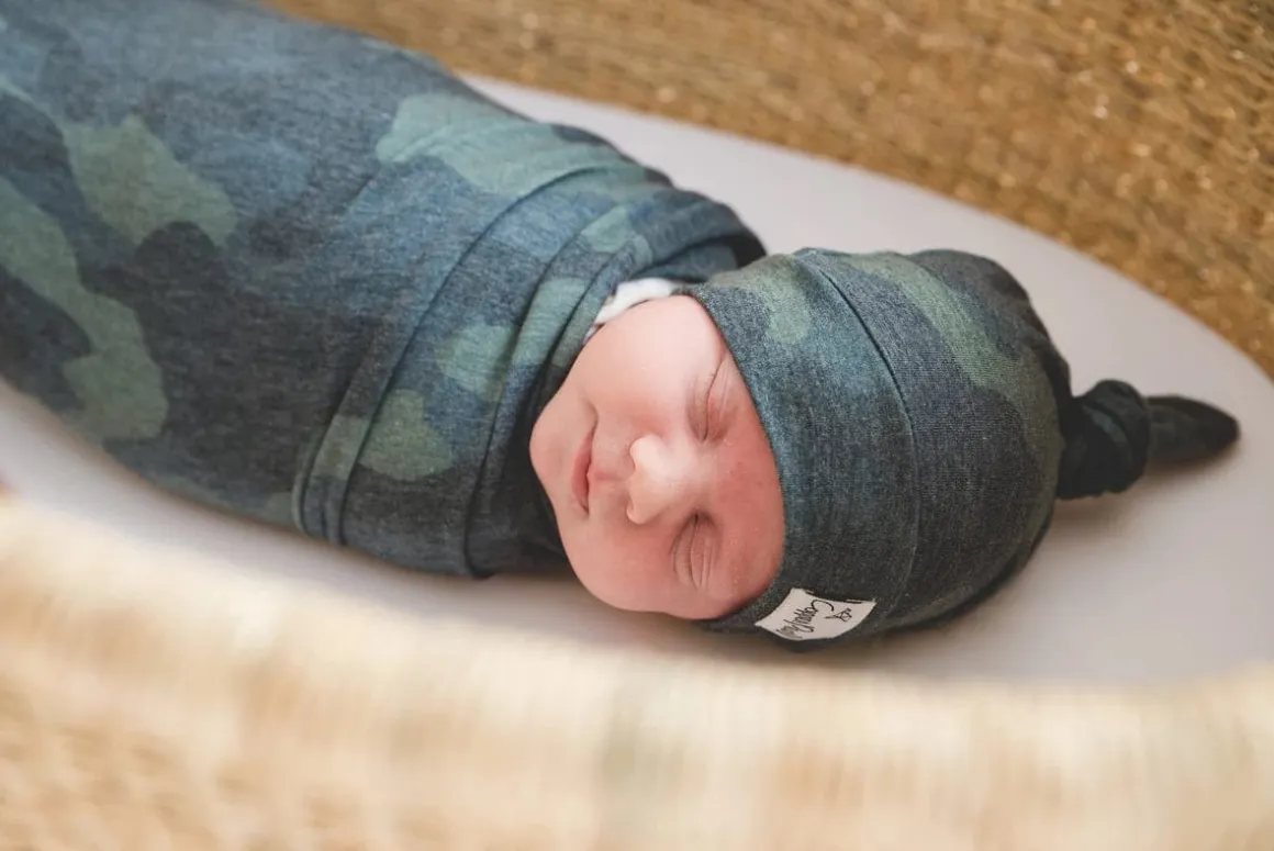 Copper Pearl Knit Swaddle Blanket - Hunter
