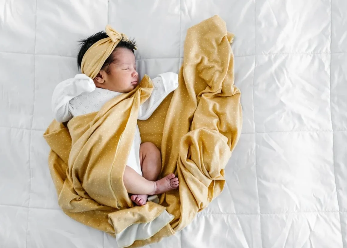 Copper Pearl Knit Swaddle Blanket - Marigold