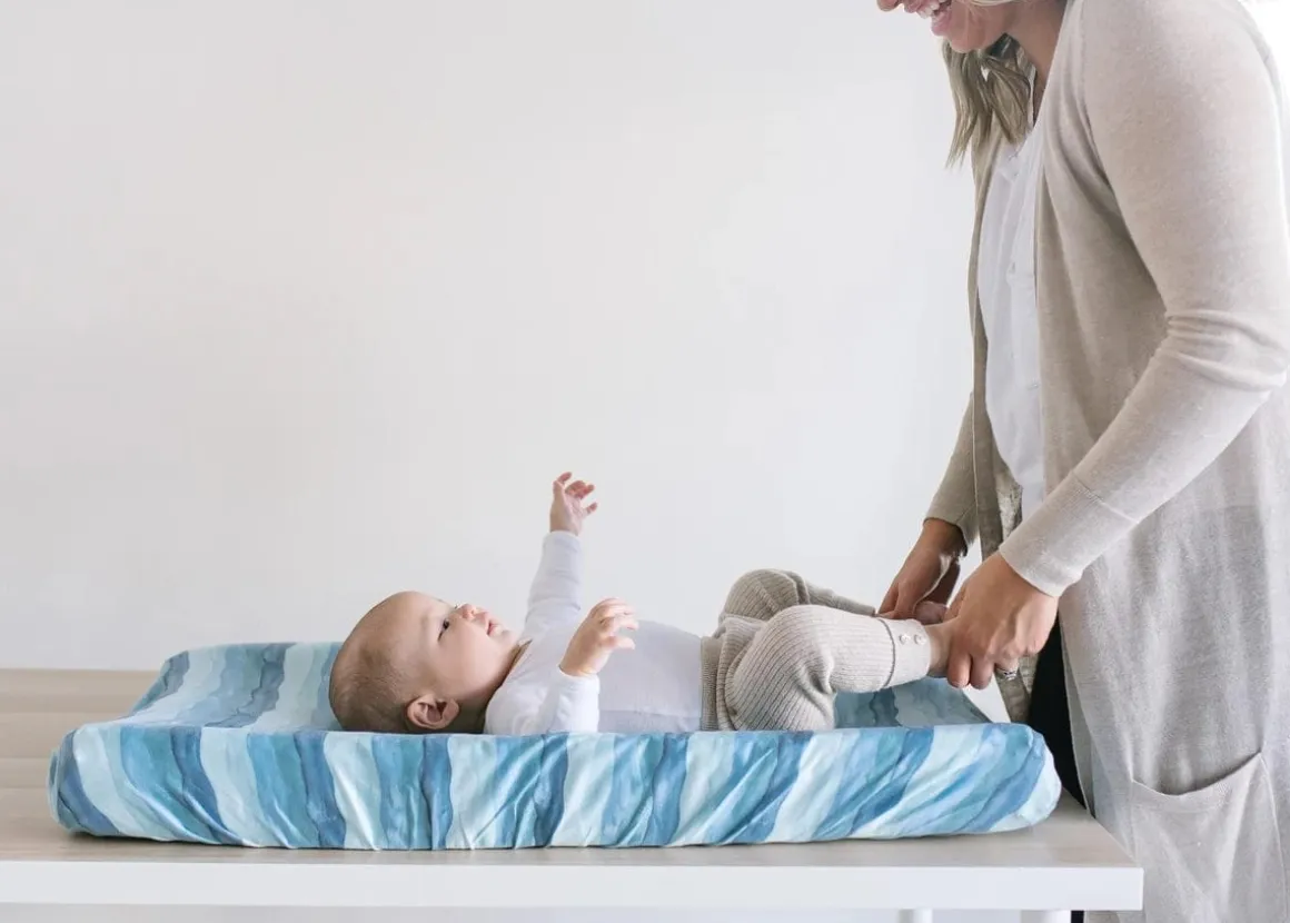 Copper Pearl Premium Knit Diaper Changing Pad Cover - Waves