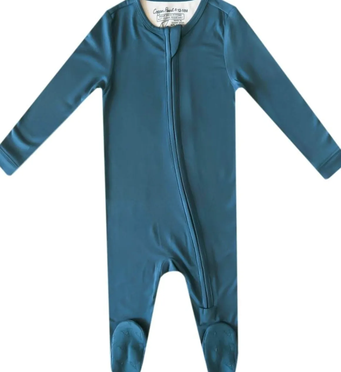 Copper Pearl Zip-up Footie - Steel (12-18M)