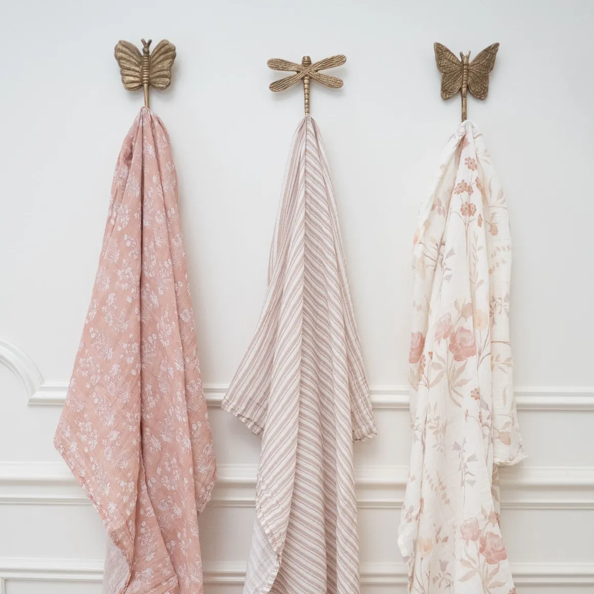 Crane Baby Violet Floral 100% Cotton Muslin Swaddle Blankets (Set of 3)
