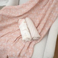 Crane Baby Violet Floral 100% Cotton Muslin Swaddle Blankets (Set of 3)
